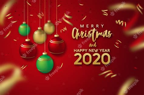 Premium Vector Merry Christmas And Happy New Year 2020 Greeting Card
