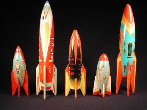 Tin Toy Rocket Group Vintage Spaceship Retro Toys Vintage Toys