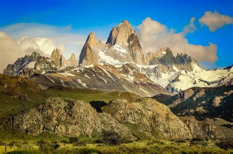 Idyllic El Chalten Fitz Roy Patagonia Argentina Los Glaciares Stock