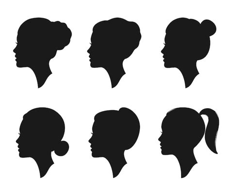 Silhueta De Perfil De Mulher Com Penteados Diferentes Retrato Feminino