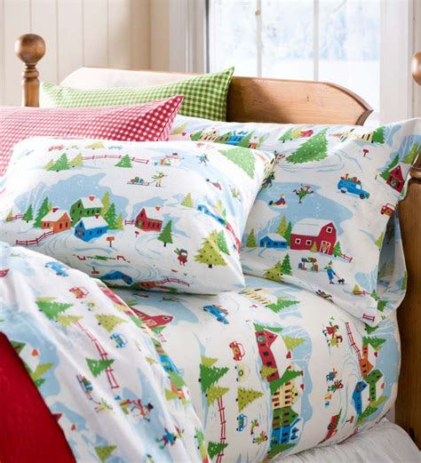 Full Winter Wonderland Portuguese Cotton Flannel Sheet Set Plow And Hearth