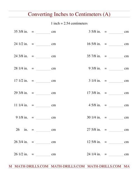 Inches And Centimeters First Grade Math Worksheets Bi