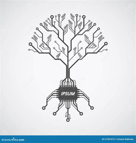 Circuit Tree On White Background Technology Design Element Computer