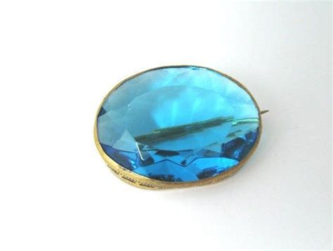 Victorian Brooch Pin Antique Blue Crystal Brass Shabby Etsy Vintage