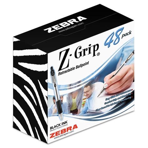 Zebra Z Grip Retractable Ballpoint Pen Black Ink Medium 48pack