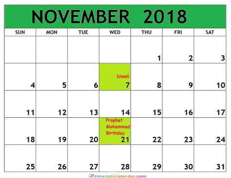 These calendars will easily print on a single standard printer paper page. November Calendar 2018 Malaysia - Printable Template Download