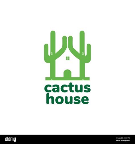 Green Cactus Plant With Home Logo Design Vector Graphic Symbol Icon