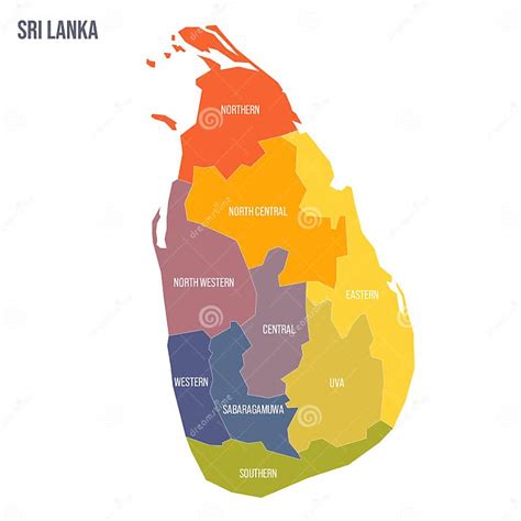Sri Lanka Political Map Of Administrative Divisions Stock Illustration
