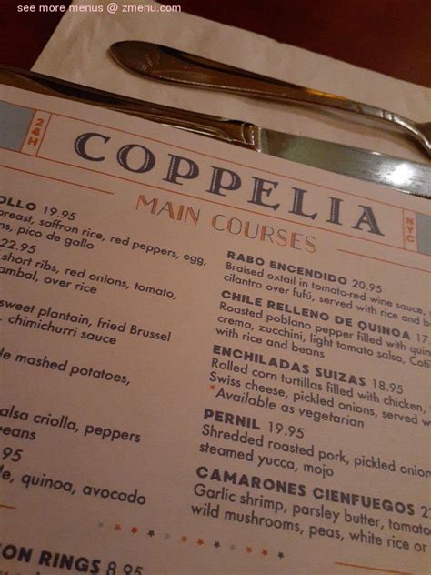 online menu of coppelia restaurant new york new york 10011 zmenu