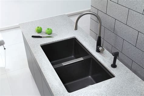 Kraus Kgu 434b Undermount Double Bowl Black Onyx Granite Kitchen Sink