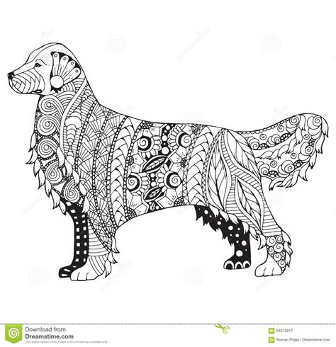 Her beautiful appearance supported by her intelligence makes many dog fans fall in love with her. Golden Retriever Dog Zentangle Stylized, Vector ...