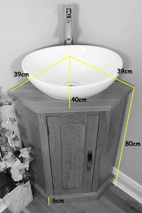 To add a modern touch to your small bathroom design, bring a corner sink that features minimalist design and simple shape. Corner Vanity Unit with Oak Top & Your Choice of Bathroom ...