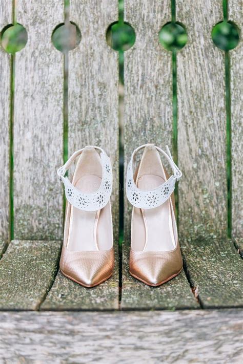 Cream Colour Leather Bride S Shoes Stock Photo Image Of Event