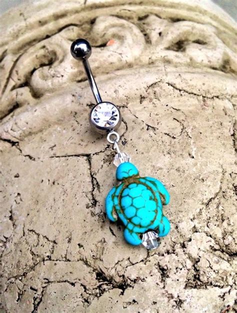 Turquoise Sea Turtle Belly Ring Turtle Tortoise Ocean Naval Etsy