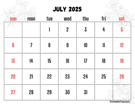 July 2025 Calendar Printable Pdf Template With Holidays
