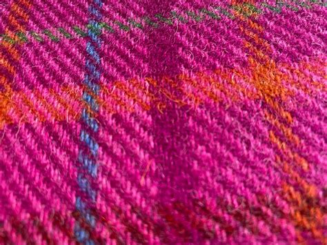 Harris Tweed Bright Pink Check Tartan Pure Wool Fabric In All Etsy