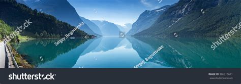 Lovatnet Lake Norway Panoramic View Stock Photo 386315611 Shutterstock