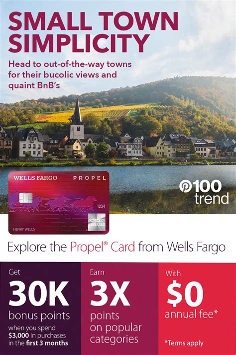Simply use your eligible wells fargo 365 propel® american express card to pay your monthly cell telephone bill and get up to $600 of cell phone damage and thief protection (subject to a $25 deductible). Head to out-of-the way-towns for their bucolic views and quaint BnB's. Apply for and use your ...