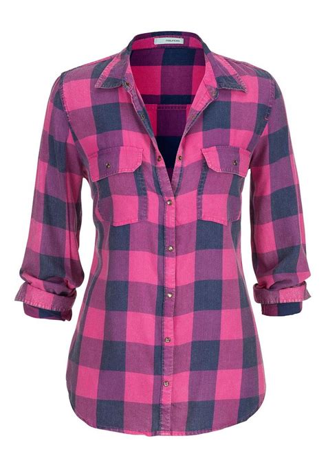 Plaid Button Down Shirt In Hot Pink Purple Plaid Shirt Pink Flannel Shirt Pink Plaid Shirt