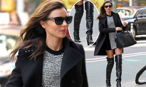 Ready For The Runway Miranda Kerr Shows Off Her Long Legs In Thigh High Leather Boots As She