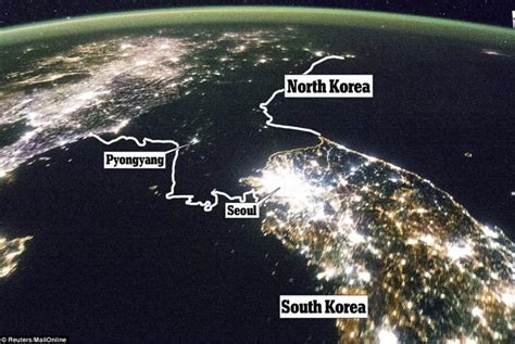 North Korea Vs South Korea At Night Maps On The Web