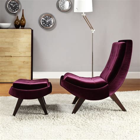 Oxford Creek Contemporary Purple Velvet Chair And Ottoman Home