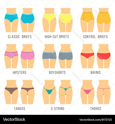 Female Underwear Panties Types Flat Icons Vector Image