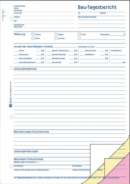 Online pdf editor zum bearbeiten von pdf dateien. Avery Zweckform 1777 - Bau-Tagesbericht, selbstdurchschreibend, A4