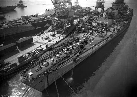 The Italian Littorio Class Battleship Roma In The Later Process Of