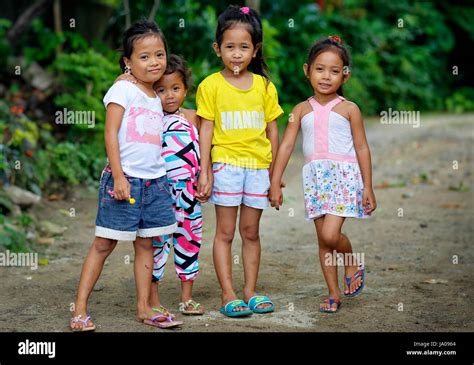 Four Little Girls In Desert Village Palawan Philippines Asia 3 4