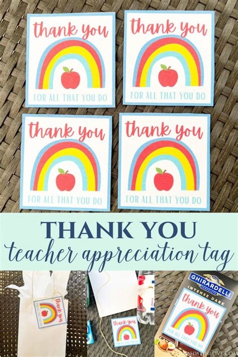 Thank You Teacher Appreciation Tags Leah With Love Free Teacher
