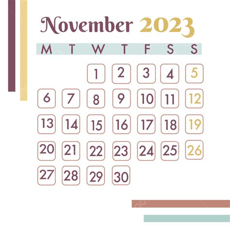 Calendar November November 2023 Calendar Png And Vector With