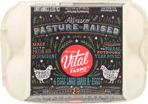 VITAL FARMS: Pasture-Raised Eggs, 0.5 dz (6 Pack) - Grocery Stores