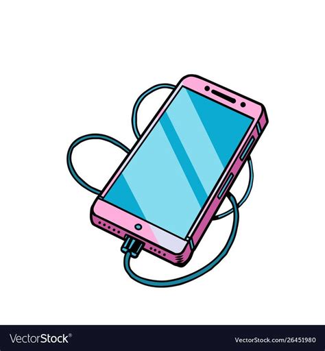 Pink Smartphone Mobile Phone Gadget Comic Cartoon Pop Art Retro Vector