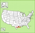 Houston location on the U.S. Map