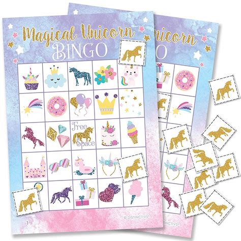 Magical Unicorn Bingo Game For Girls Birthday Party Einhorn Party