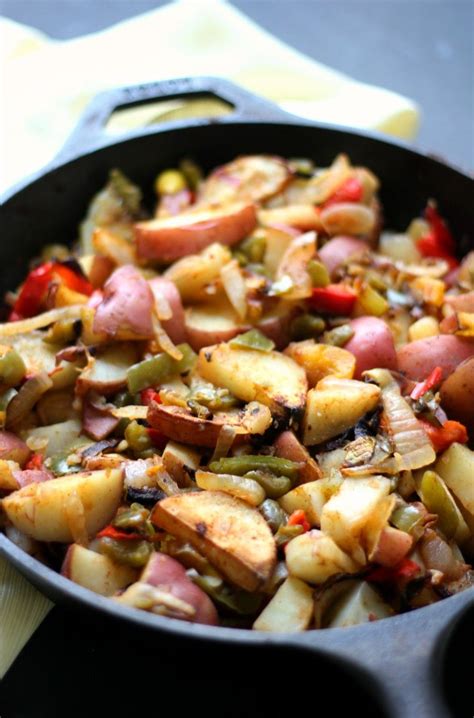 The recipe calls for rice and tapioca flour instead of wheat and it still tastes yummy! Roasted Skillet Breakfast Potatoes with Peppers & Onions ...