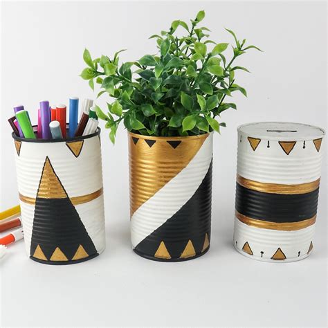 Upcycled Tin Cans For Desk Step By Step Tutorial Craftsy Hacks