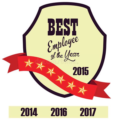 Vector Promo Label Of Best Employee Service Award Of The Year Stock
