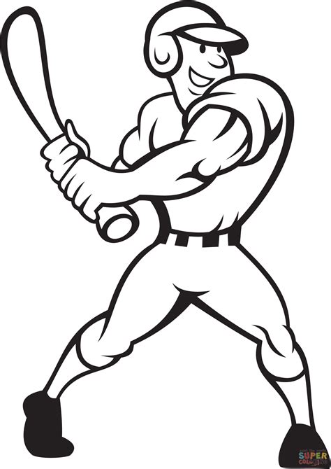 Baseball Player Batting Side Coloring Page Free Printable Coloring