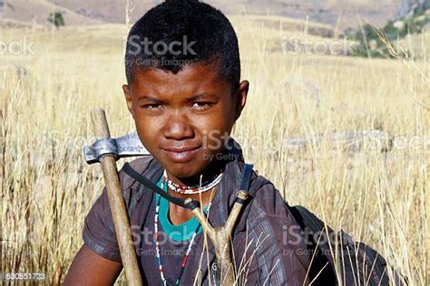 Portrait Of Adorable Young Happy Boy African Poor Child Stock Photo