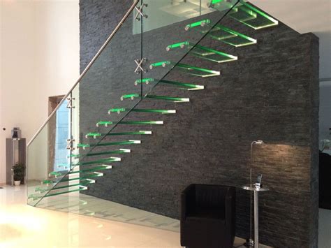 All Glass Staircase With Led Glass And Stainless Steel
