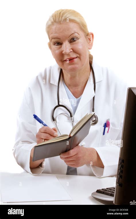 Medical Assistant Takes Notes In A Book Stock Photo Alamy