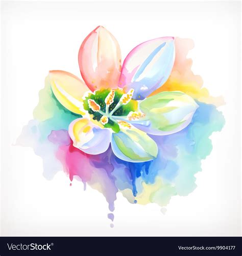 Beautiful Flower Watercolor Painting Mesh Vector Image