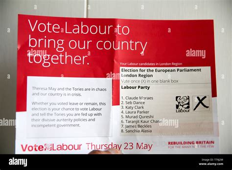 Labour Party Eu Election Campaign Leaflet Arrive The European