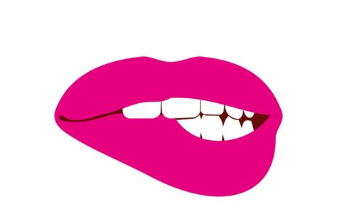 Woman Biting Her Lip Vector Illustration White By Microvector