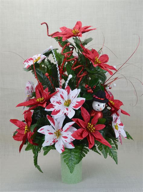 Ordering christmas flowers with floraqueen is easy. NO. CC010 Holiday Christmas Silk Flower Cemetery, Cone ...