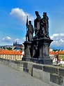 One of the statues alongside the Charles Bridge, Prague, Czech Republic ...