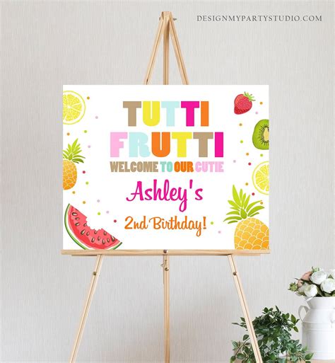 Editable Welcome Sign Tutti Frutti Birthday Tutti Fruity Party Etsy