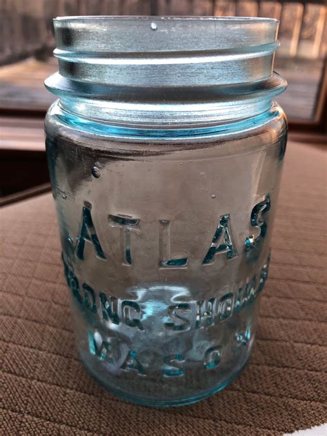 Blue Mason Jar Atlas Strong Shoulder Mason Jar Etsy